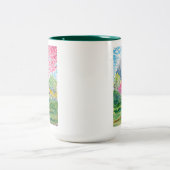Springtime-bossen waterverf tweekleurige koffiemok (Center)