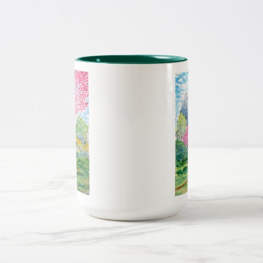 Springtime-bossen waterverf tweekleurige koffiemok (Center)
