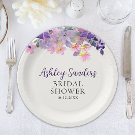 Springtime Bridal Shower with Violet Blooms Papieren Bordje