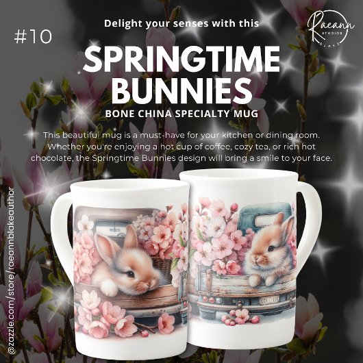 'Springtime Bunnies' Bone China Specialty Mok