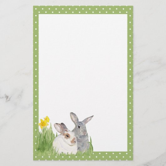 Springtime-Bunnies in Flowers Briefpapier (Voorkant)
