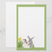Springtime-Bunnies in Flowers Briefpapier (Voorkant / Achterkant)