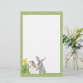 Springtime-Bunnies in Flowers Briefpapier (Staand voorkant)