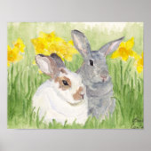 Springtime-Bunnies in Flowers Poster (Voorkant)
