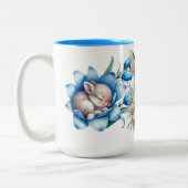 'Springtime Bunnies' tweekleurige keramische Mok (Links)