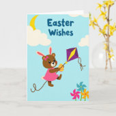 Springtime Bunny Easter Card Kaart (Gele Bloem)