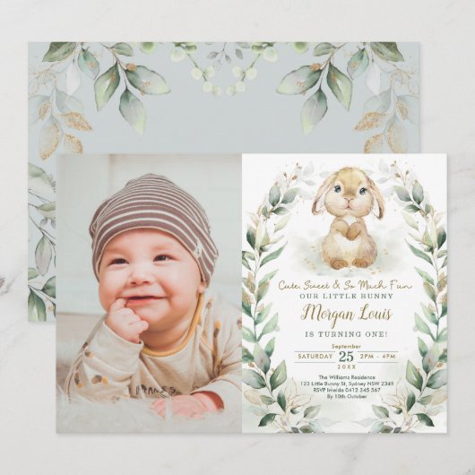 Springtime Bunny Easter Rabbit 1e verjaardag Foto Kaart (Voorkant / Achterkant)