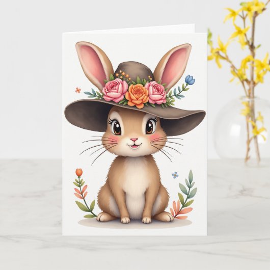 Springtime Bunny Friend Card Kaart (Gele Bloem)