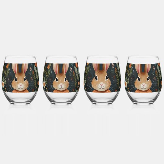 Springtime Bunny Magic Drinkware Set Wijnglas Zonder Voet (Voorkant)