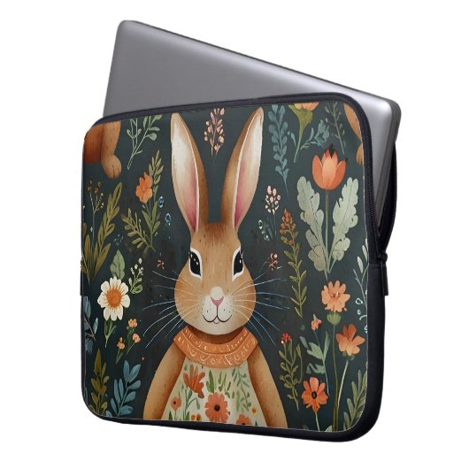 Springtime Bunny Magic Electronics Bag Laptop Sleeve (Voorkant Links)