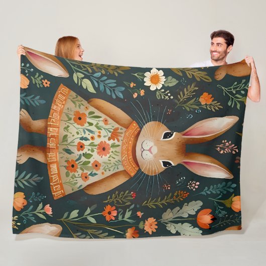 Springtime Bunny Magic  Fleece Blanket (In situ)