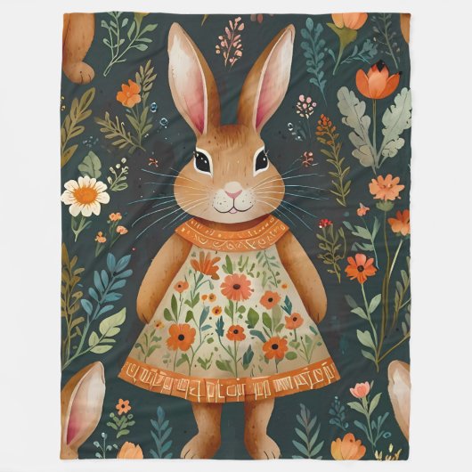 Springtime Bunny Magic  Fleece Blanket (Voorkant)