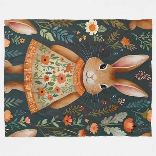 Springtime Bunny Magic  Fleece Blanket (Voorkant (Horizontaal))