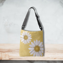 Springtime Butter Yellow Daisy met de hand geteken Crossbody Tas