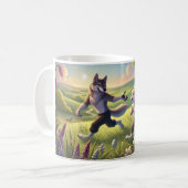 Springtime Chase - Speelse Wolf en Konijn Pasen Koffiemok (Voorkant links)