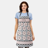 Springtime Cheery Pink Floral Polka Dot Apron Schort (Gedragen)