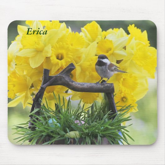 Springtime chickade mousepad muismat (Voorkant)