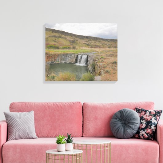 Springtime Desert Waterfall Landscape Foto Canvas Afdruk (Insitu (Woonkamer))