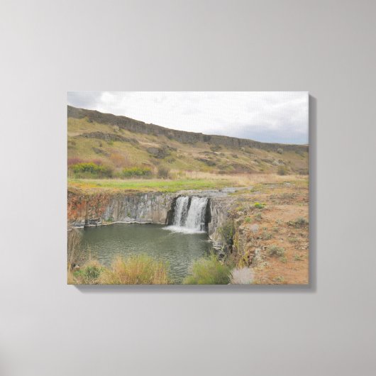 Springtime Desert Waterfall Landscape Foto Canvas Afdruk (Voorkant)