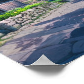 Springtime-dorp in Japan Poster (Hoek)