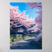 Springtime-dorp in Japan Poster (Voorkant)