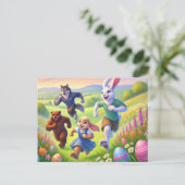 Springtime Egg Hunt - Speels Paasavontuur Feestdagenkaart (Staand voorkant)
