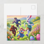 Springtime Egg Hunt - Speels Paasavontuur Feestdagenkaart (Voorkant / Achterkant)