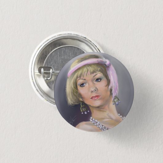 Springtime Flapper Portrait Button (Voorkant /achterkant)