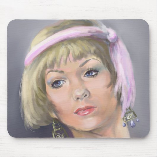 Springtime Flapper Portrait Mousepad Muismat (Voorkant)
