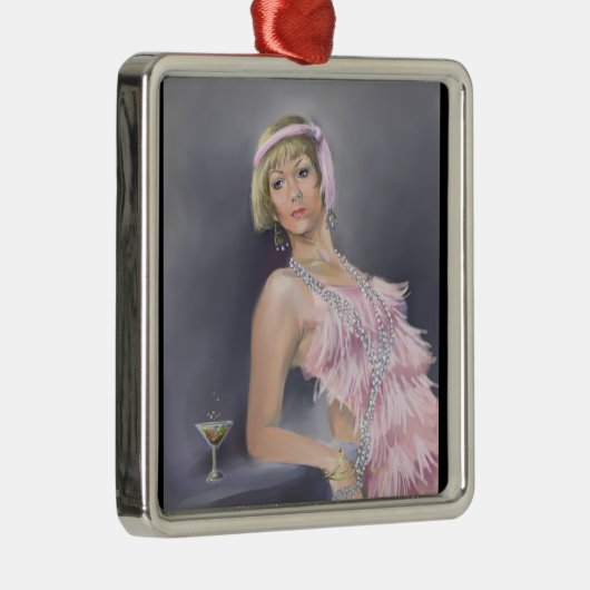 Springtime Flapper Premium Square Ornament (Rechts)