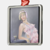 Springtime Flapper Premium Square Ornament (Links)