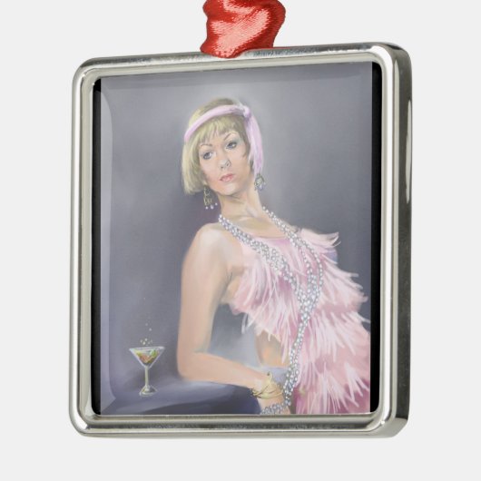 Springtime Flapper Premium Square Ornament (Links)