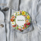 Springtime Floral krans Sjabloon Ronde Button 4,0 Cm (In situ)