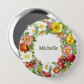 Springtime Floral krans Sjabloon Ronde Button 4,0 Cm (Voorkant /achterkant)