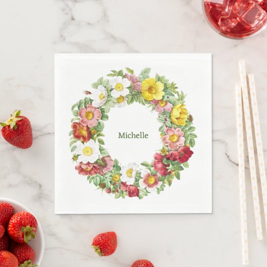 Springtime Floral krans Sjabloon Servet (Insitu)