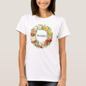 Springtime Floral krans Sjabloon T-shirt (Voorkant)