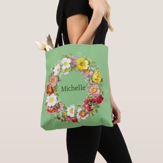 Springtime Floral krans Sjabloon Tote Bag (Dichtbij)
