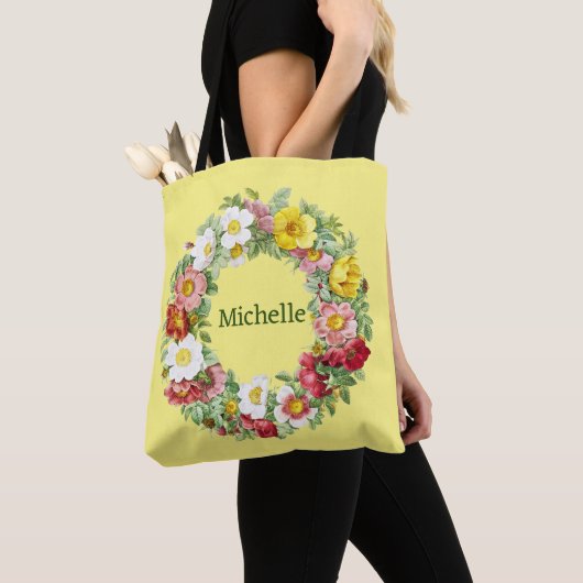 Springtime Floral krans Sjabloon Tote Bag (Dichtbij)
