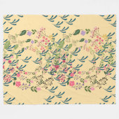 Springtime Floral + Leaf Design Yellow  Fleece Deken (Voorkant (Horizontaal))