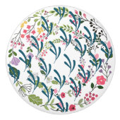 Springtime Floral Ring + Leaf Ceramic Drawer Pull Keramische Knop (Voorkant)