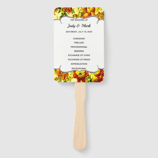 Springtime Floral Wedding Programme Handwaaier (Voorkant)