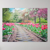 Springtime Flowers Along Stone Walkway Poster (Voorkant)