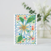 Springtime Flowers Drawing Retro Psychedelic Daisy Briefkaart (Staand voorkant)