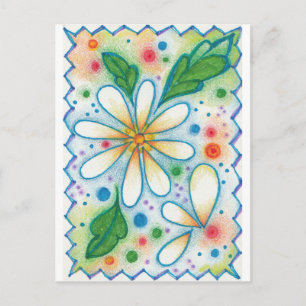 Springtime Flowers Drawing Retro Psychedelic Daisy Briefkaart