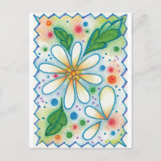 Springtime Flowers Drawing Retro Psychedelic Daisy Briefkaart