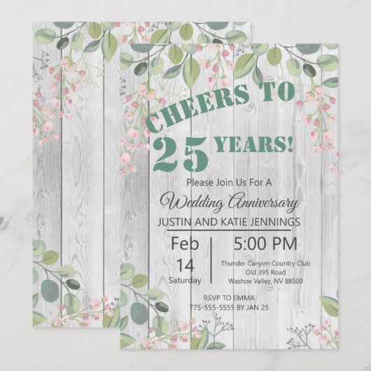 Springtime Flowers Jubileum Kaart (Voorkant / Achterkant)