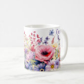Springtime Flowers Voeg Naam Gift Coffee Koffiemok (Voorkant rechts)