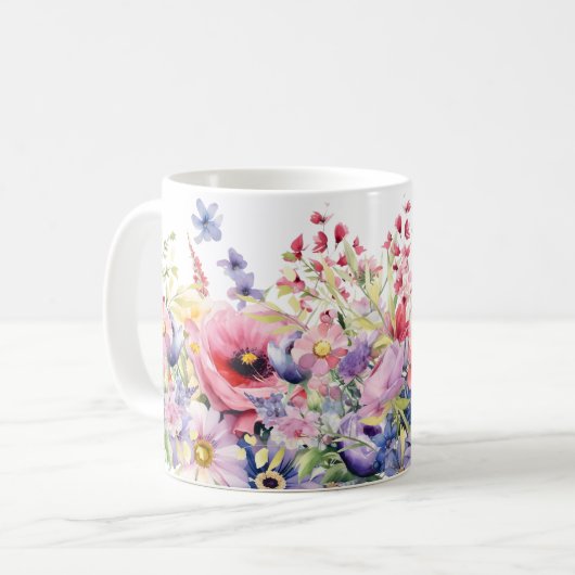 Springtime Flowers Voeg Naam Gift Coffee Koffiemok (Voorkant links)