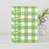 Springtime Gingham & Blooms Baby shower Thema Kaart (Staand voorkant)
