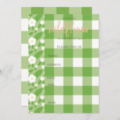 Springtime Gingham & Blooms Baby shower Thema Kaart (Voorkant / Achterkant)